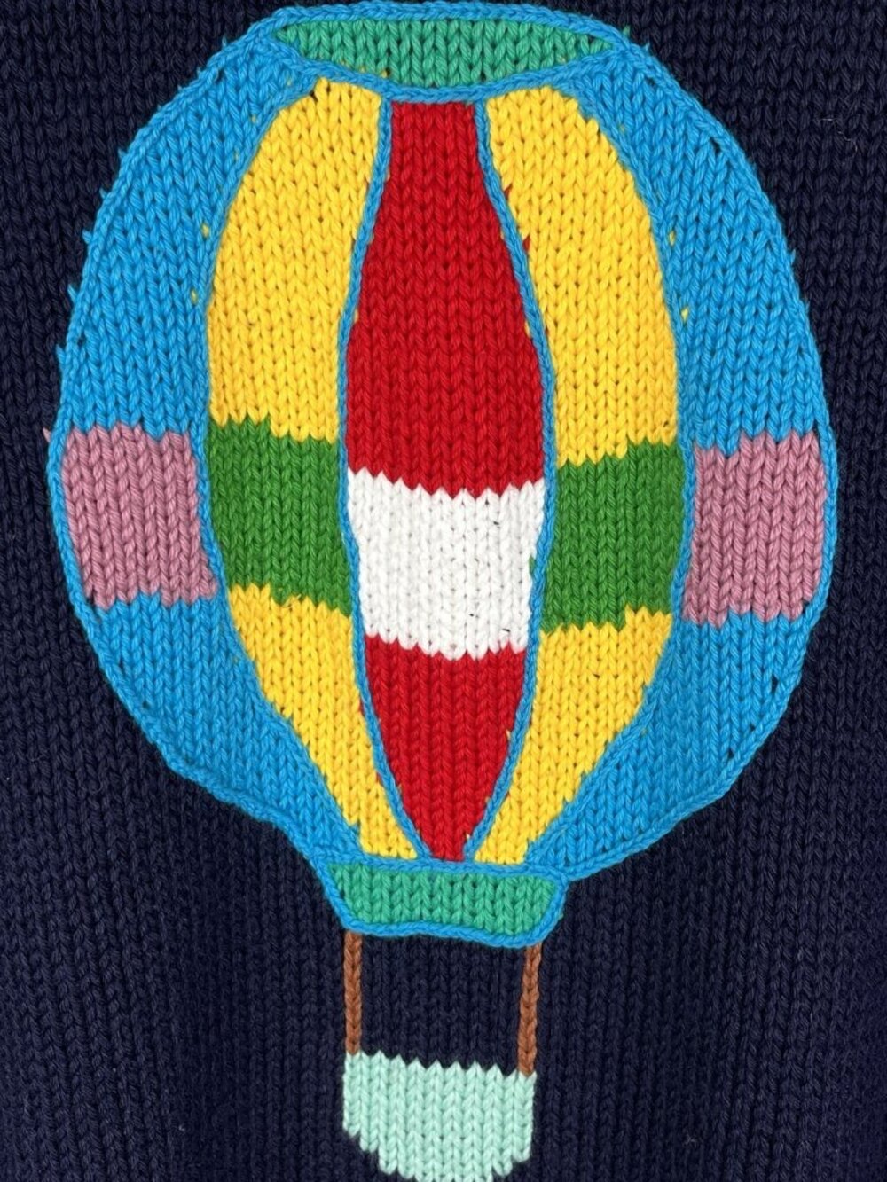 COTTON SALSA Women's Navy Colorful Embroidered Balloons Sweater Cardigan - Picture 7 of 8